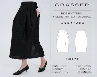Tulip Midi Skirt Sewing Pattern PDF | Sizes 46 / 48 / 50 (RU) | Grasser Pattern No. 1320