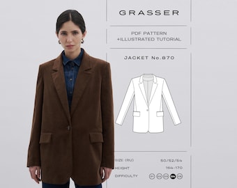 Oversized Blazer Sewing Pattern PDF | sizes 50 / 52 / 54 (RU) | Grasser Pattern No. 870