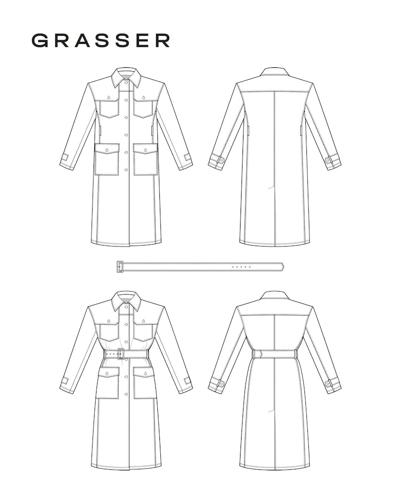 Trench Coat Sewing Pattern With Tutorial Sizes 38 / 40 / 42 Etsy