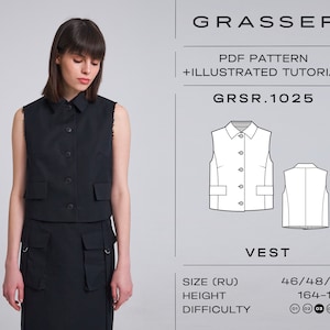 Vest sewing pattern for women | sizes 46 / 48 / 50 (RU) | model No. 1025