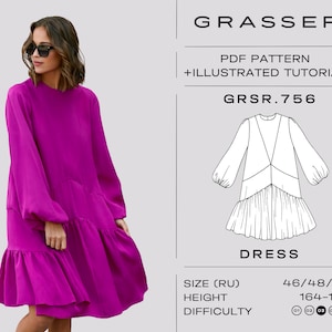Dress sewing pattern No. 756 sizes 46 / 48 / 50 (RU)