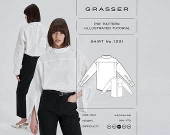 Back-To-Front Shirt Schnittmuster PDF | Größen 42 / 44 / 46 (RU) | Grasser-Muster Nr. 1331