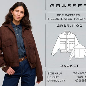 Patron de couture pdf blouson aviateur pour femme | pointures 38 / 40 / 42 (RU) | modèle n° 1100