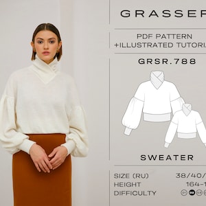 Sweater sewing pattern for women sizes 38 / 40 / 42 (RU) | model No. 788