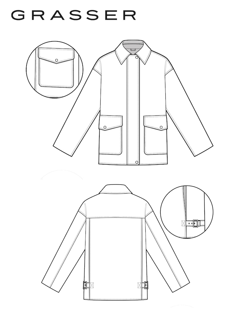 Boxy Leather Jacket Sewing Pattern PDF | Sizes 46 / 48 / 50 (RU ...