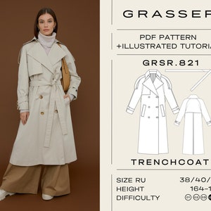 Trenchcoat sewing pattern No. 821 sizes 38 / 40 / 42 (RU)