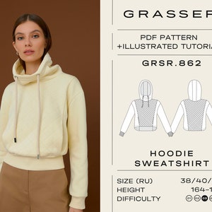Hoodie und Sweatshirt Schnittmuster Größen 38 / 40 / 42 (RU) | Modell Nr. 862