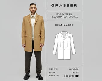 Men's Coat Sewing Pattern PDF | Sizes 48 / 50 / 52 (RU) | Grasser Pattern No.639