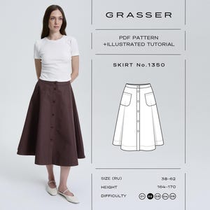 PDF Schnittmuster Rock | Größen 38–62 (RU) |  Grasser-Muster Nr. 1350