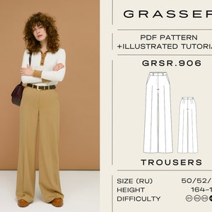 Straight trousers pdf sewing pattern for women sizes 50 / 52 / 54 (RU) | model No. 906