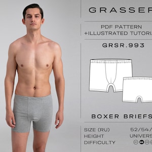 Boxer briefs pdf sewing pattern for men | sizes 52 / 54 / 56 (RU) | model No. 993