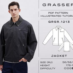 Patrón de costura en PDF para chaqueta de trabajo de hombre / Tallas 56 / 58 / 60 (RU) / Patrón Grasser n.º 1213
