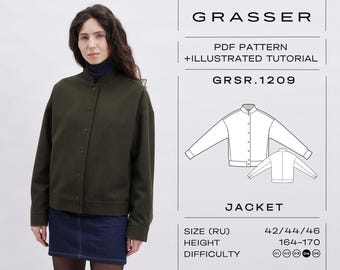 Oversized bomber jacket pdf sewing pattern | sizes 42 / 44 / 46 (RU) | model No. 1209
