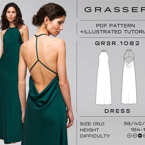 Dress Pdf Sewing Pattern With Tutorial Sizes 38 / 40 / 42 RU Model No. 1082  