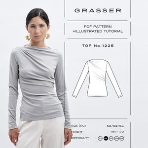 Long Sleeve Top Sewing Pattern PDF | Sizes 50 / 52 / 54 (RU) | Grasser Pattern No. 1225