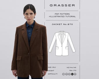 Molde para Blazer Oversized em PDF | Tamanhos 42 / 44 / 46 (RU) | Molde Grasser nº 870