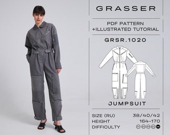 Schnittmuster Overall für Frauen | Größen 38 / 40 / 42 (HE) | Modell Nr. 1020