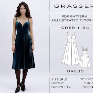 Bustier dress pdf sewing pattern with tutorial | sizes 50 / 52 / 54 (RU) | model No. 1184