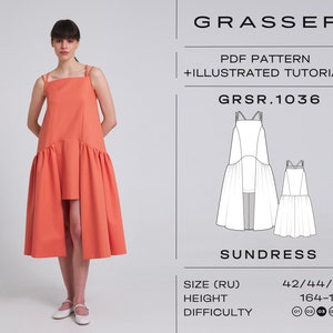 Sundress sewing pattern with tutorial | sizes 42 / 44 / 46 (RU) | model No. 1036