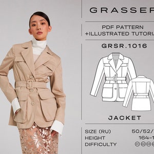 Jacket sewing pattern for women | sizes 50 / 52 / 54 (RU) | model No. 1016