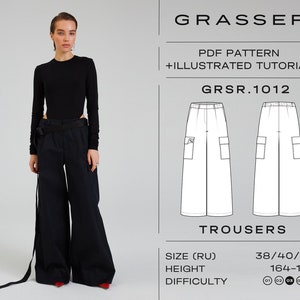 Trousers sewing pattern for women sizes 38 / 40 / 42 (RU) | model No. 1012