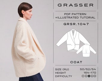 Coat sewing pattern for women sizes 50 / 52 / 54 (RU) | model No. 1047
