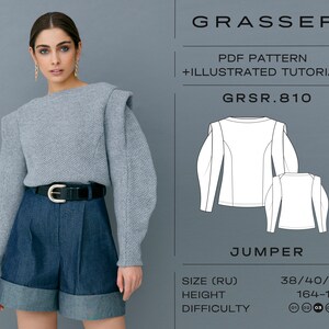 Patrón de costura de jersey para mujer tallas 38 / 40 / 42 (RU) / modelo No. 810
