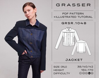 Denim Jacket Sewing Pattern PDF | Digital Download | Sizes 38 / 40 / 42 (RU) | Model No.1048