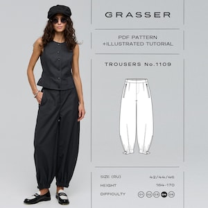 Barrel Pants Sewing Pattern PDF | Sizes 42 / 44 / 46 (RU) | Grasser Pattern No. 1109