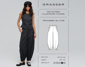Barrel Pants Sewing Pattern PDF | Sizes 42 / 44 / 46 (RU) | Grasser Pattern No. 1109