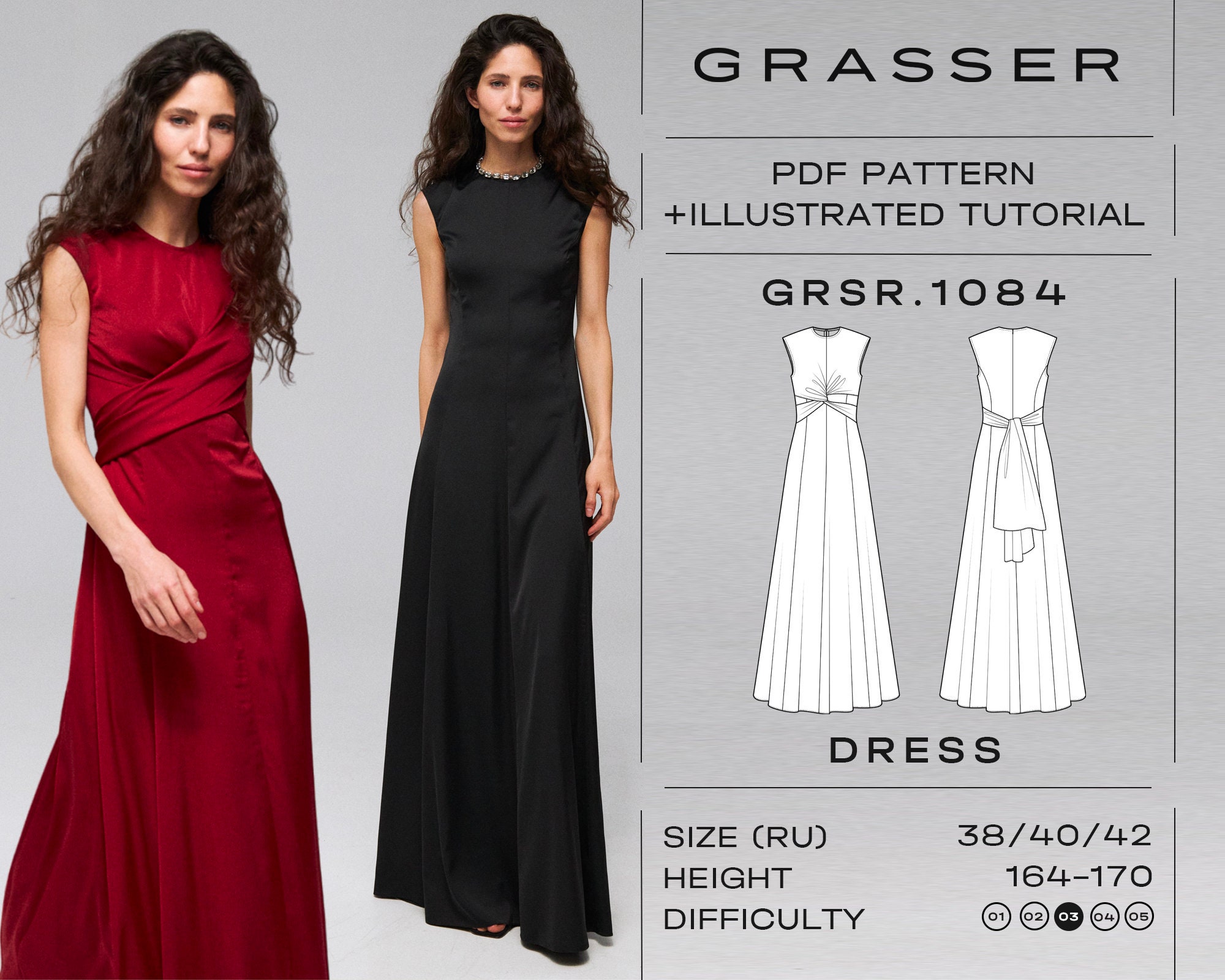 Dress Pdf Sewing Pattern for Women | Sizes 38 / 40 / 42 (RU