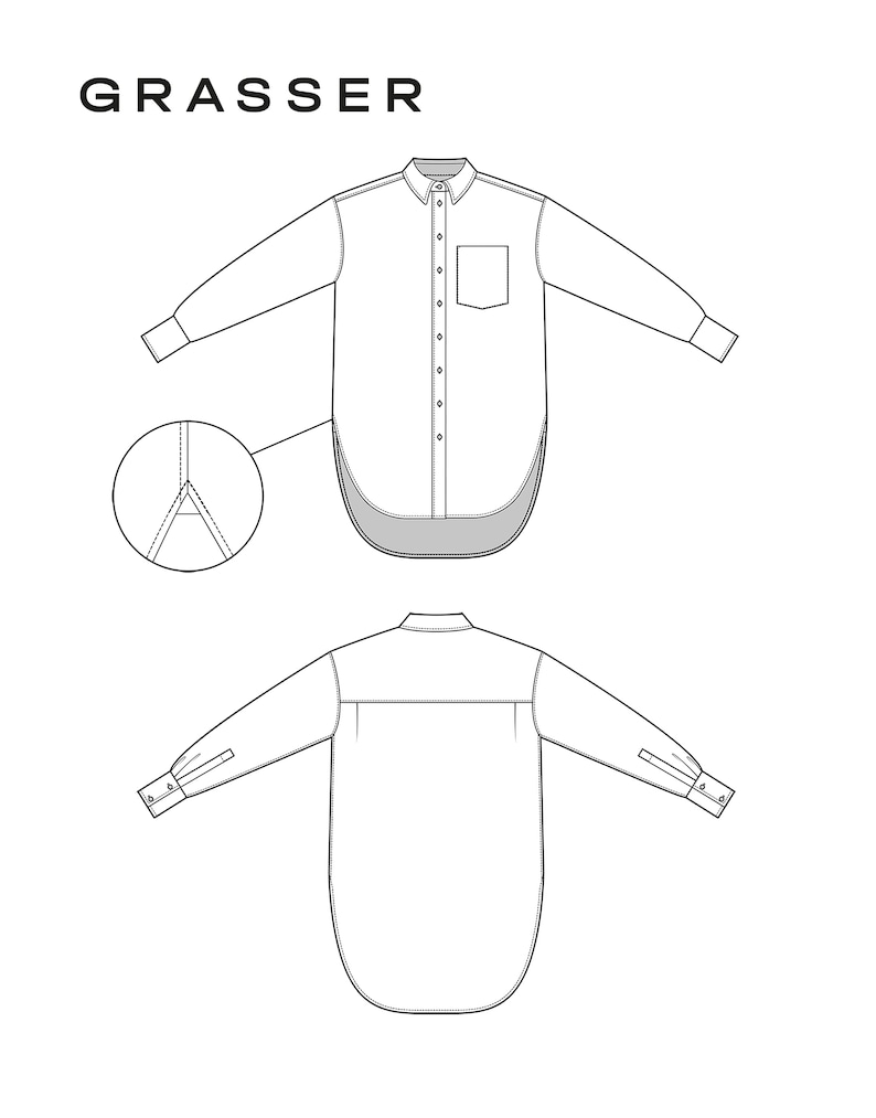 Cartamodello per camicia oversize con tutorial / taglie 42 / 44 / 46 (RU) / modello n.1014 immagine 2