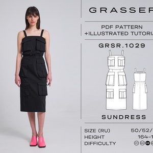 Sundress sewing pattern with tutorial | sizes 50 / 52 / 54 (RU) | model No. 1029
