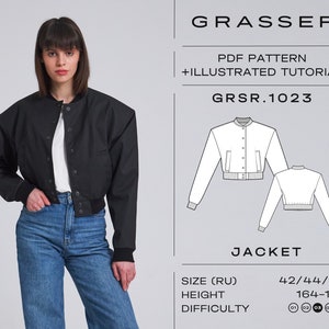 Bomberjacke pdf Schnittmuster mit Anleitung | Größen 42 / 44 / 46 (RU) | Modell Nr.1023