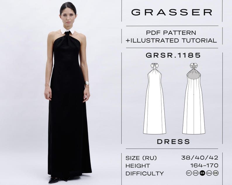 Dress Pdf Sewing Pattern for Women | Sizes 38 / 40 / 42 (RU) | Model No ...