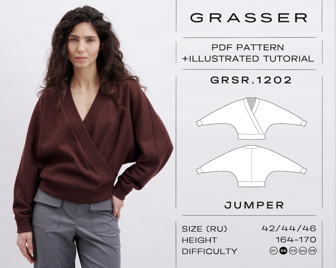 Wrap Jumper Pdf Sewing Pattern With Tutorial | Beginner Friendly ...