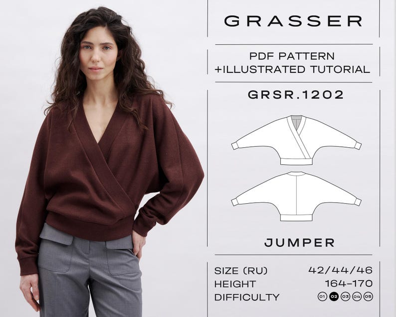 Wrap Jumper Pdf Sewing Pattern With Tutorial | Beginner Friendly ...