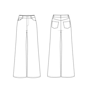 Flared Jeans Sewing Pattern PDF | Bell Bottom Pants DIY | Sizes 50 / 52 ...