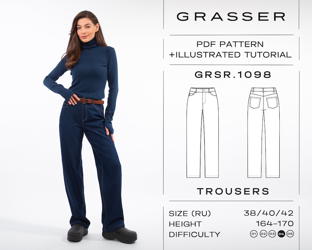 Buy Jeans Trousers Pdf Sewing Pattern Sizes 38 40 42 (RU) Model  1098 Online in India