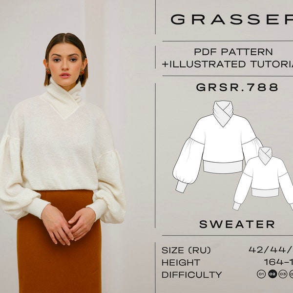 Sweater sewing pattern for women sizes 42 / 44 / 46 (RU) | model No. 788