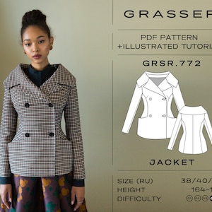 Blazer pdf sewing pattern for women sizes 38 / 40 / 42 (RU) | Model No. 772