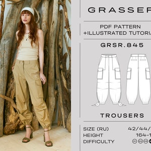 Cargo Pants Sewing Pattern PDF sizes 42 / 44 / 46 (RU) | model No. 845