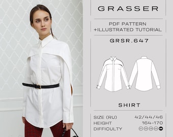 Shirt Sewing Pattern PDF | Sizes 42 / 44 / 46 (RU) | Grasser Pattern No. 647