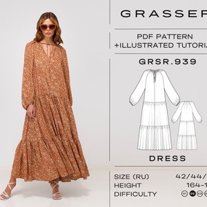 Dress sewing pattern for women | sizes 42 / 44 / 46 (RU) | model No. 939