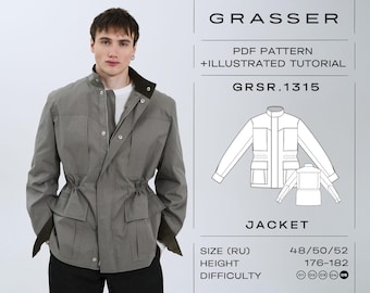 Men's Utility Jacket Sewing Pattern PDF | Sizes 48 / 50 / 52 (RU) | Grasser Pattern No. 1315