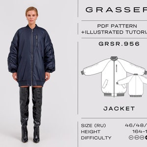 Bomber jacket pdf sewing pattern for women sizes 46 / 48 / 50 (RU) | model No.956