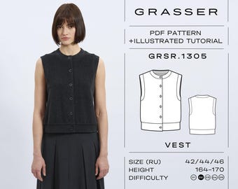 Vest Sewing Pattern PDF | Sizes 42 / 44 / 46 (RU) | Grasser Pattern No. 1305