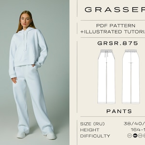Hosen pdf Schnittmuster für Frauen Größen 38 / 40 / 42 (RU) | Modell Nr. 875