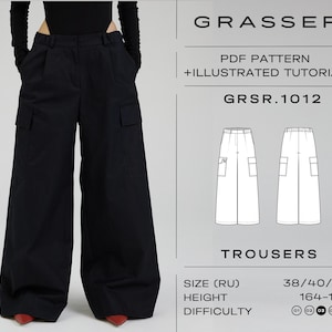 Cargo Pants Sewing Pattern PDF | Women&#39;s Trousers Pattern | Sizes 38 / 40 / 42 (RU) | Model No. 1012