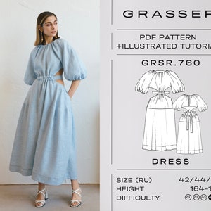 Cut-Out Back Dress Sewing Pattern – PDF Digital Download – Sizes 42 / 44 / 46 (RU) | Model No. 760